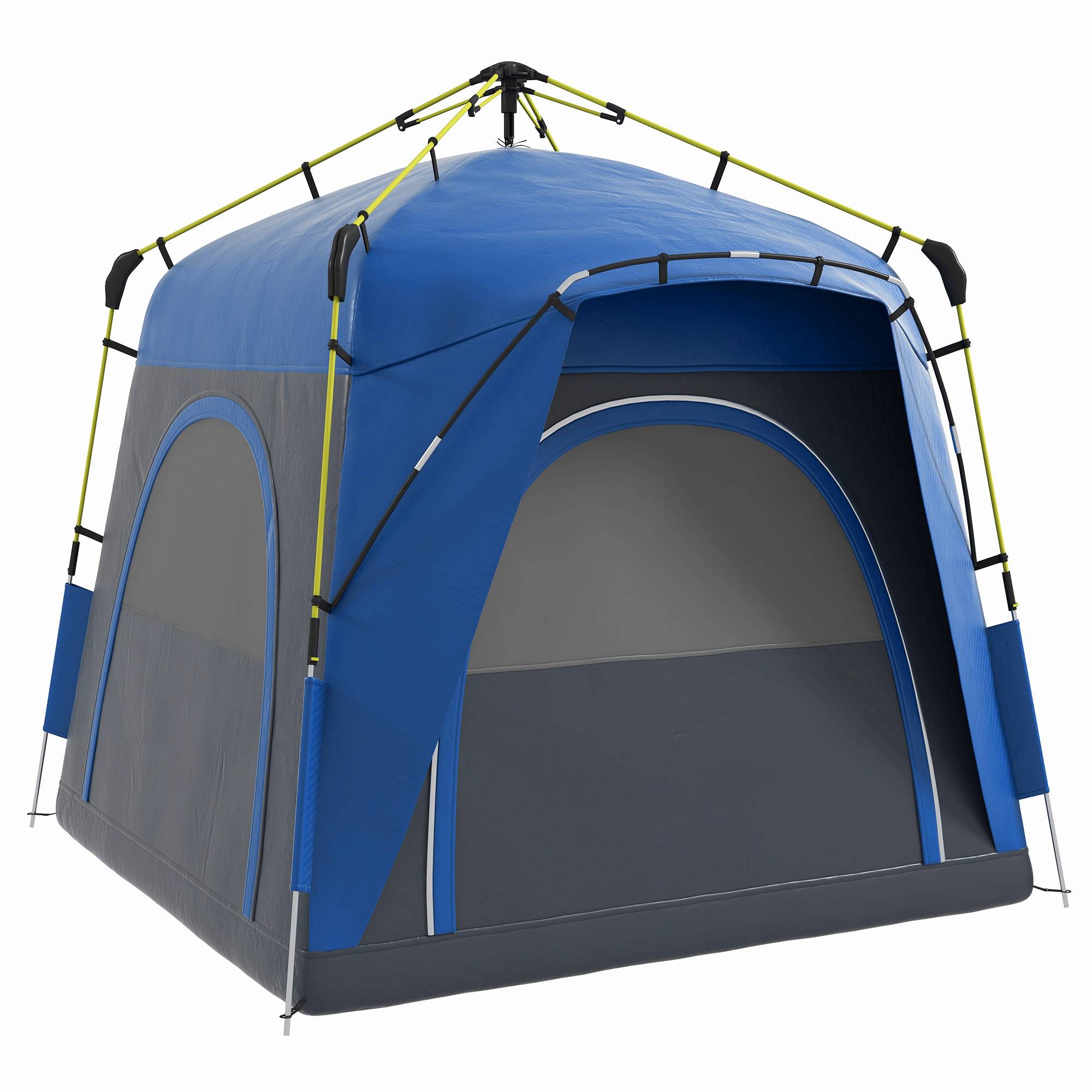 ComfortXL - Tente camping pop-up polyester 3 places familiale 4 portes haute 1,99 m bleu gris - ComfortXL Outdoor Living - Image 2