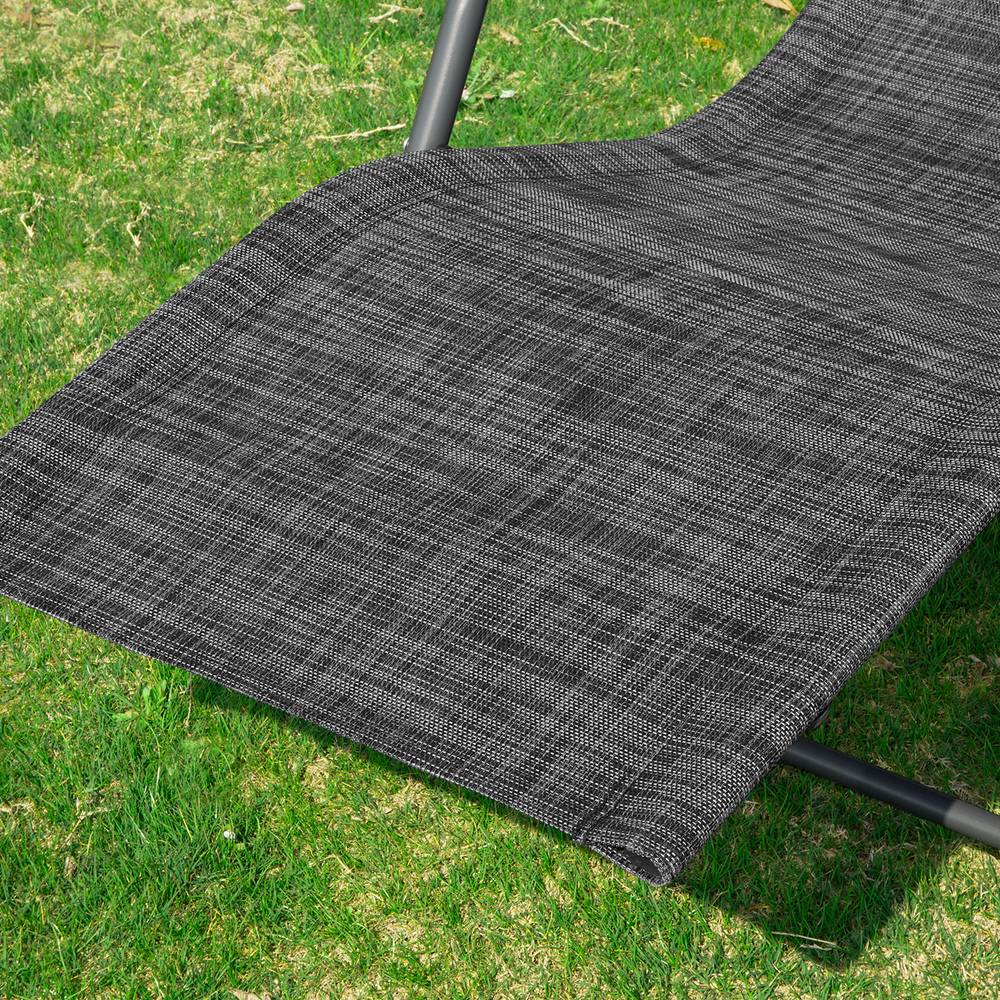 Bain de Soleil Transat de Jardin avec Pochette latérale et Repose-Pieds Noir L.143 x l.57 x H.85 cm SoBuy - Image 7