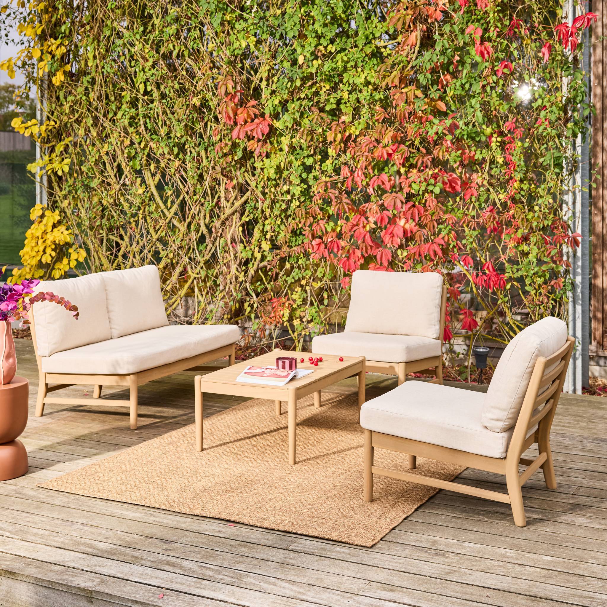 sweeek - Salon de jardin bois d'acacia naturel 4 places - Lunari | sweeek - Image 3