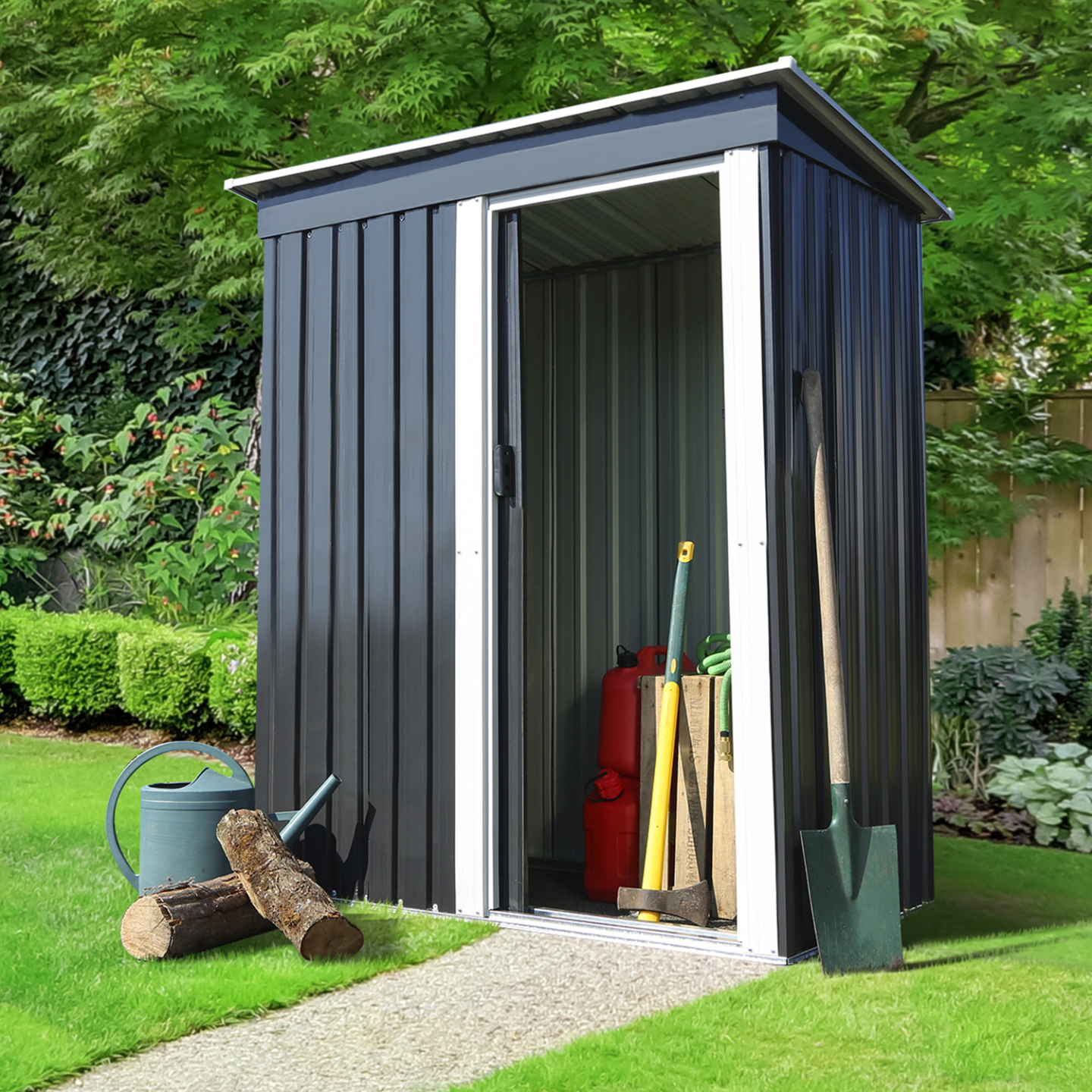 Abri de jardin 1,3 m² gris en acier galvanisé - Image 1