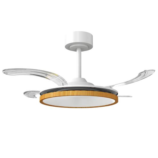 Sans Marque - Ventilateur plafond éclairage LED moteur CC 80 W télécommande réversible 6 vitesses minuterie Ø95 cm naturel - Image 1