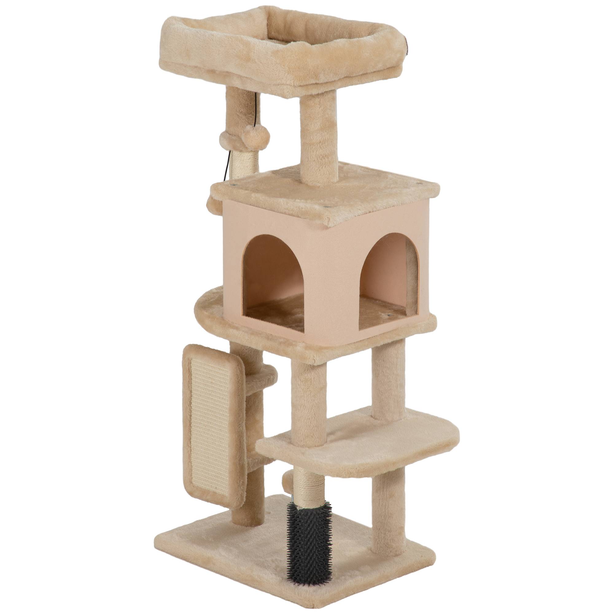 ComfortXL - Arbre à chat beige 44 x 34 x 104 cm intérieur avec sisal maison lit brosse et jouets - ComfortXL Outdoor Living - Image 1