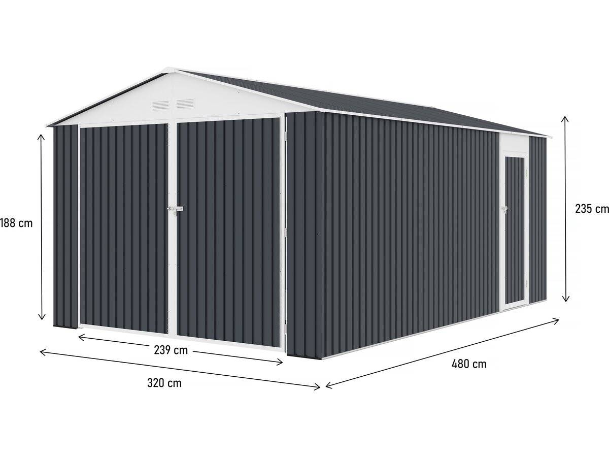 Garage Métal "houston" 15,36 M² - Anthracite -habitat Et Jardin - Image 3