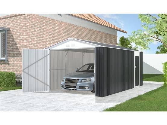 Garage Métal "houston" 15,36 M² - Anthracite -habitat Et Jardin - Image 2