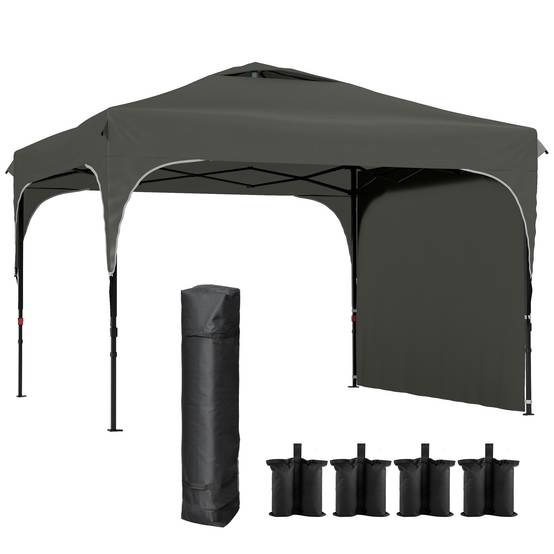Outsunny - Tonnelle barnum pliante jardin 3x3x2,65m paroi latérale amovible sac transport acier/tissu Oxford gris - Outsunny - Image 1
