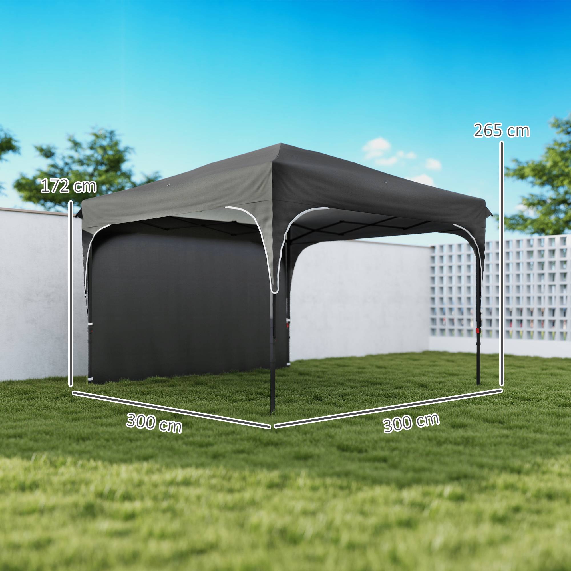 Outsunny - Tonnelle barnum pliante jardin 3x3x2,65m paroi latérale amovible sac transport acier/tissu Oxford gris - Outsunny - Image 3
