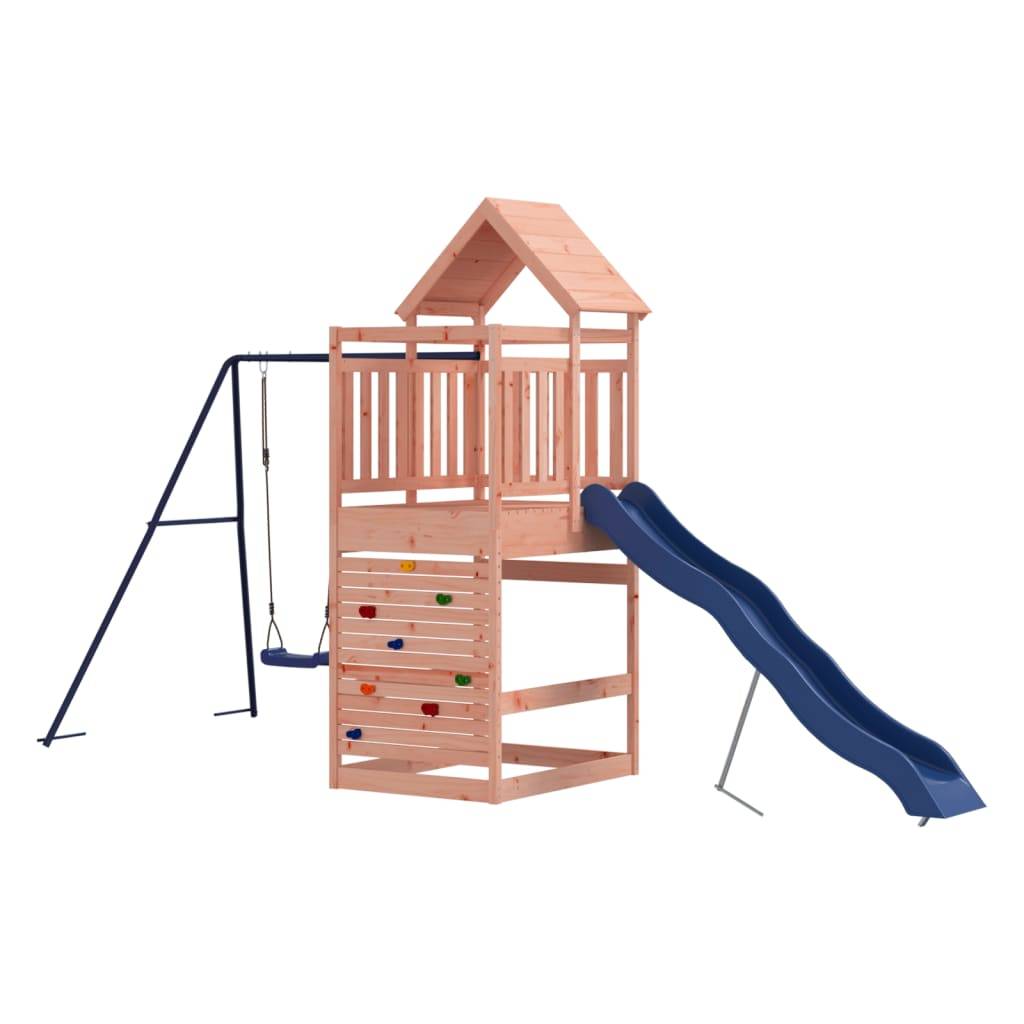 Helloshop26 - Aire de jeux d'extérieur balançoires toboggan portiques robuste jeux jardin 454 x 199 x 249 cm bois massif de douglas - Image 1