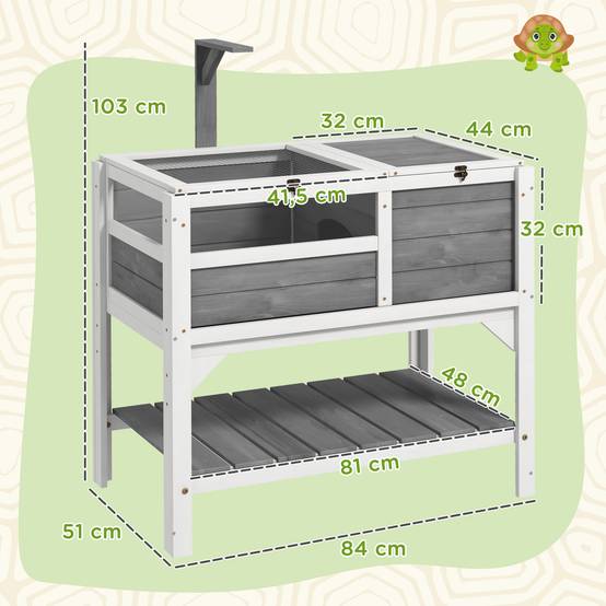 Enclos pour tortues bois naturel 84 x 51 x 105 cm - PANGIVO - Image 5