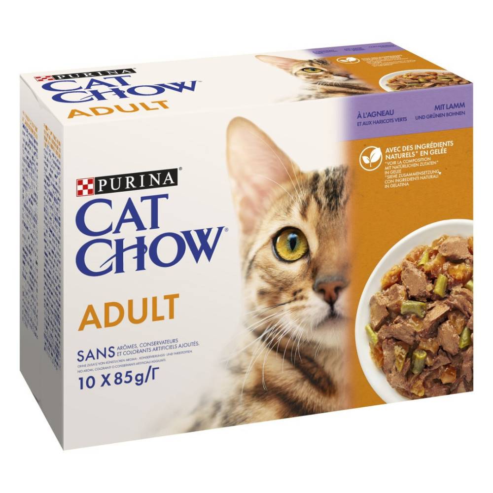 Purina One - paté pour chats adultes à l'agneau et aux haricots verts 10x85g cat chow