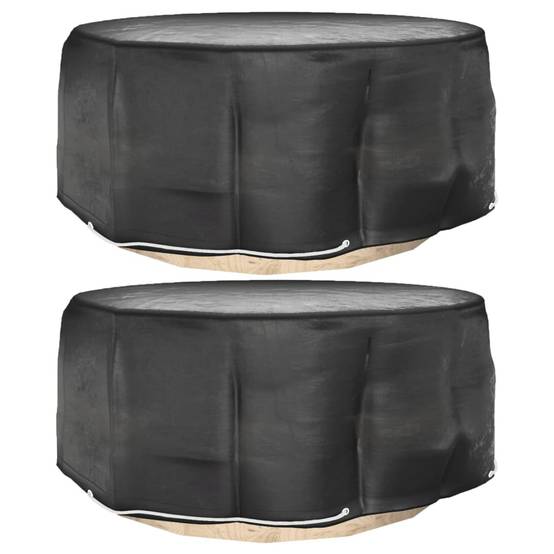 Lot de 2 Housses Rondes Imperméables PE pour Grande Table de Jardin Protection Anti-UV Noir Ø260x90 cm – ComfortXL Outdoor Living - Image 1