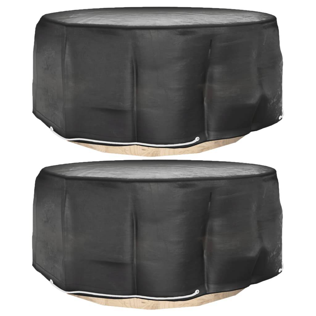 Lot de 2 Housses Rondes Imperméables PE pour Grande Table de Jardin Protection Anti-UV Noir Ø260x90 cm – ComfortXL Outdoor Living - Image 1