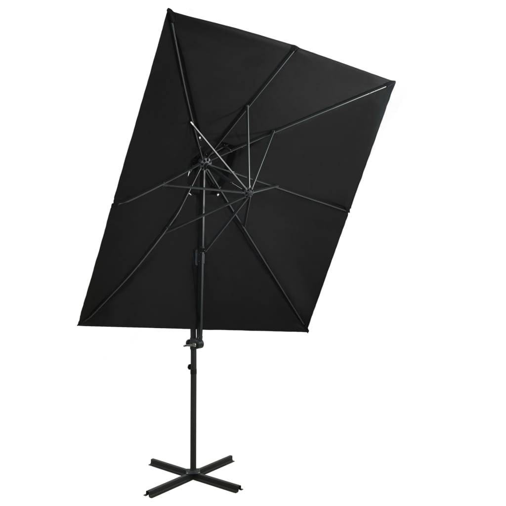Helloshop26 - Parasol déporté à double toit 250 x 250 cm noir - Image 3