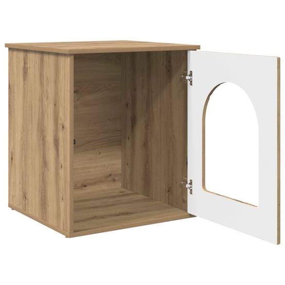 Maison pour chat bois d'ingénierie chêne artisan 53 x 52 x 62 cm - PANGIVO - Image 5