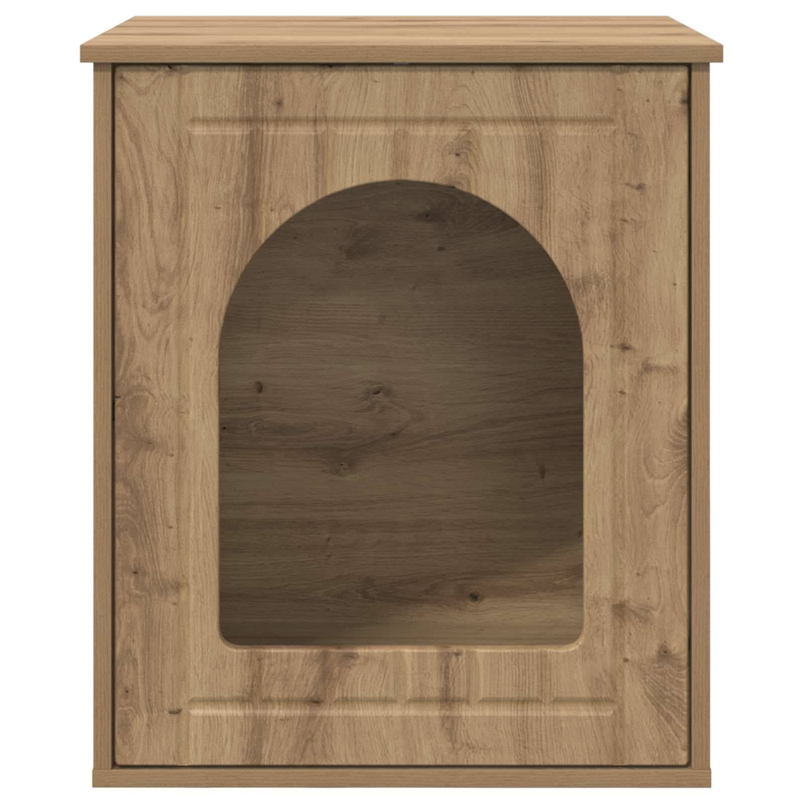 Maison pour chat bois d'ingénierie chêne artisan 53 x 52 x 62 cm - PANGIVO - Image 6