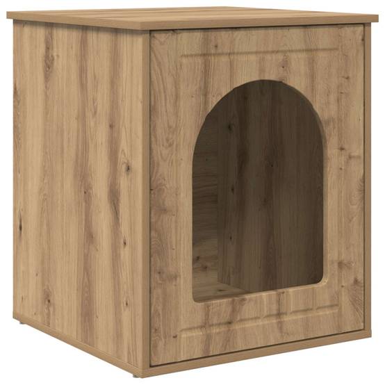Maison pour chat bois d'ingénierie chêne artisan 53 x 52 x 62 cm - PANGIVO - Image 2