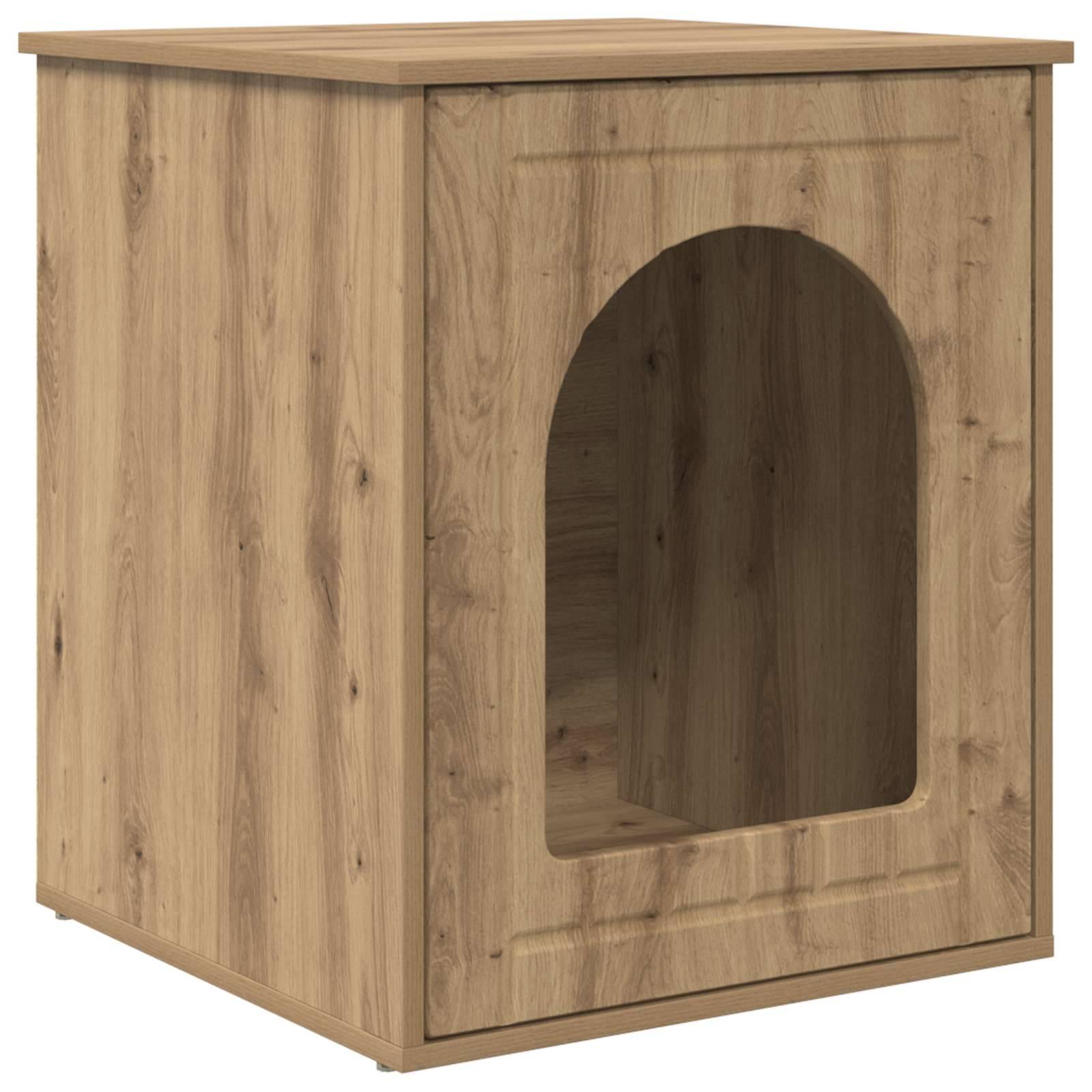 Maison pour chat bois d'ingénierie chêne artisan 53 x 52 x 62 cm - PANGIVO - Image 2