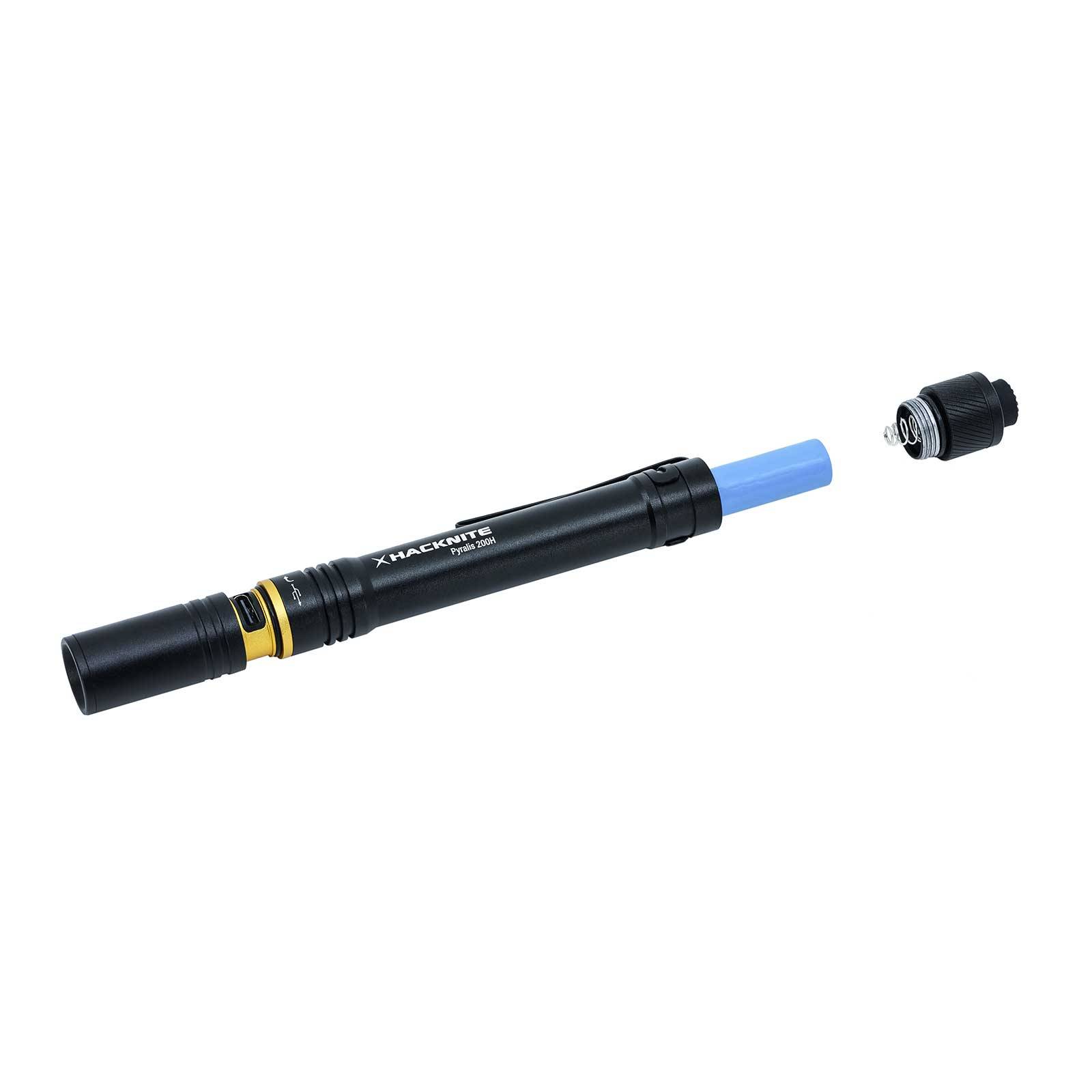 Lampe de Poche LED stylo hybride Rechargeable et Piles - PYRALIS 200H - 200 lumens -HACKNITE - Image 4