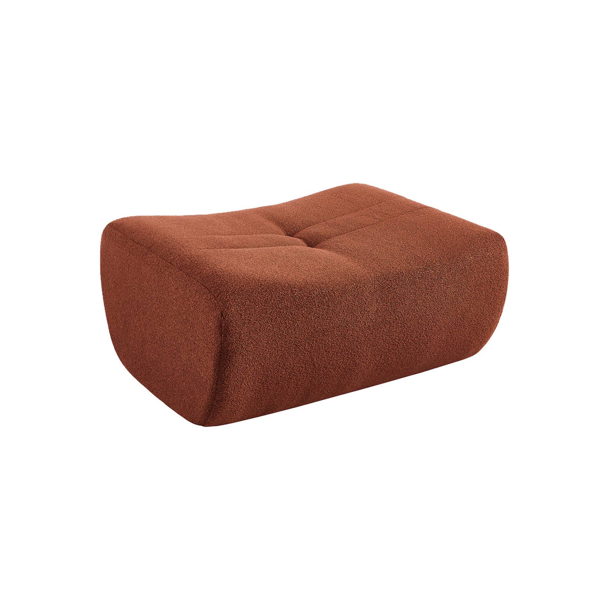 sweeek - Chauffeuse bouclette texturée 1 place avec repose pieds terracotta - Sokol | sweeek - Image 6