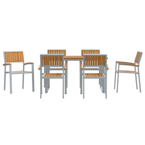 Ensemble de salle à manger jardin 7 pcs gris bois d'acacia 140 x 80 x 75 cm - PANGIVO - Image 7
