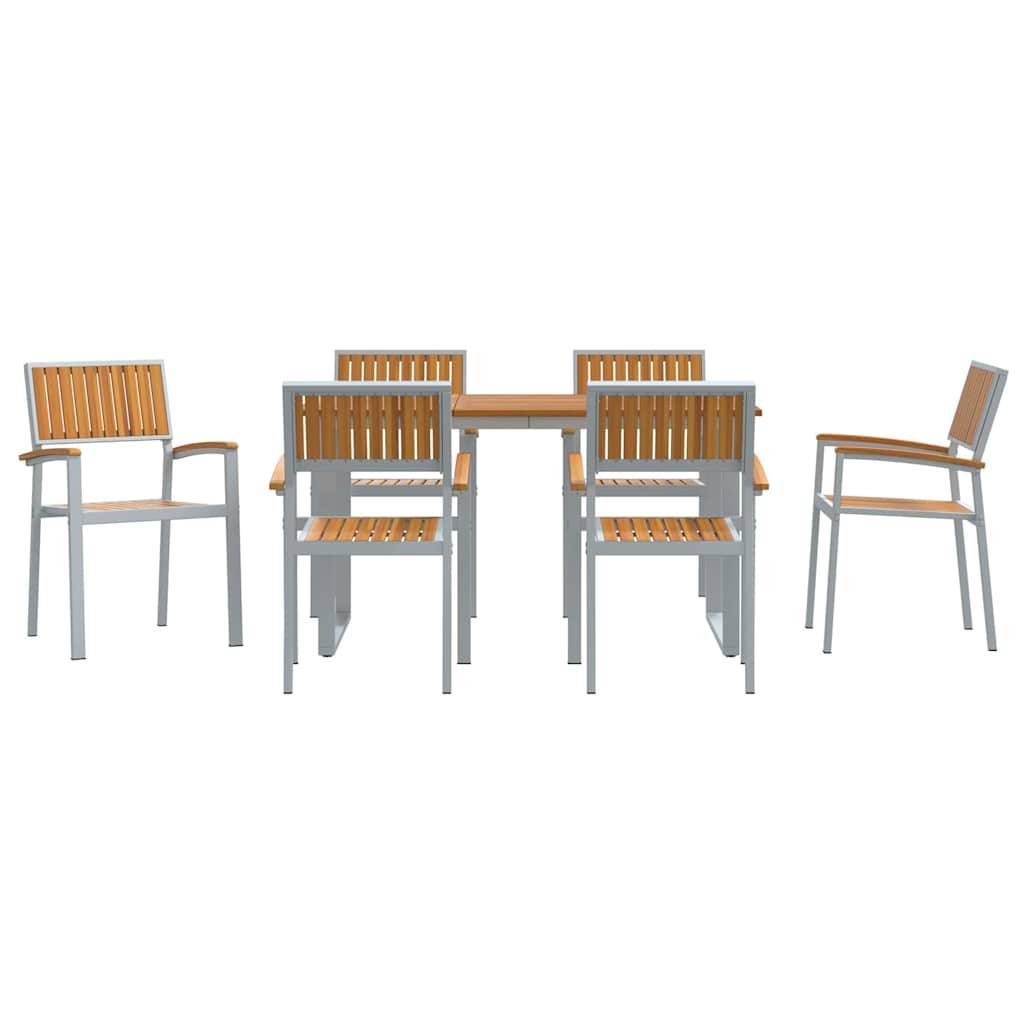Ensemble de salle à manger jardin 7 pcs gris bois d'acacia 140 x 80 x 75 cm - PANGIVO - Image 7