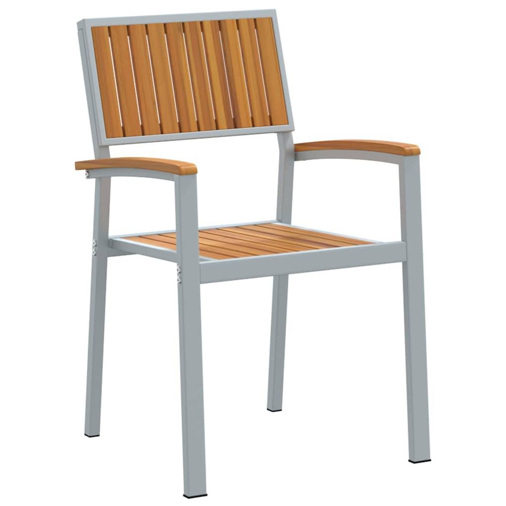 Ensemble de salle à manger jardin 7 pcs gris bois d'acacia 140 x 80 x 75 cm - PANGIVO - Image 6