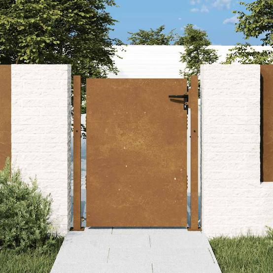 Portail Extérieur Plein Acier Corten Panneau Intimité pour Clôture de Cour Rouillé 105x130 cm – ComfortXL Outdoor Living - Image 1