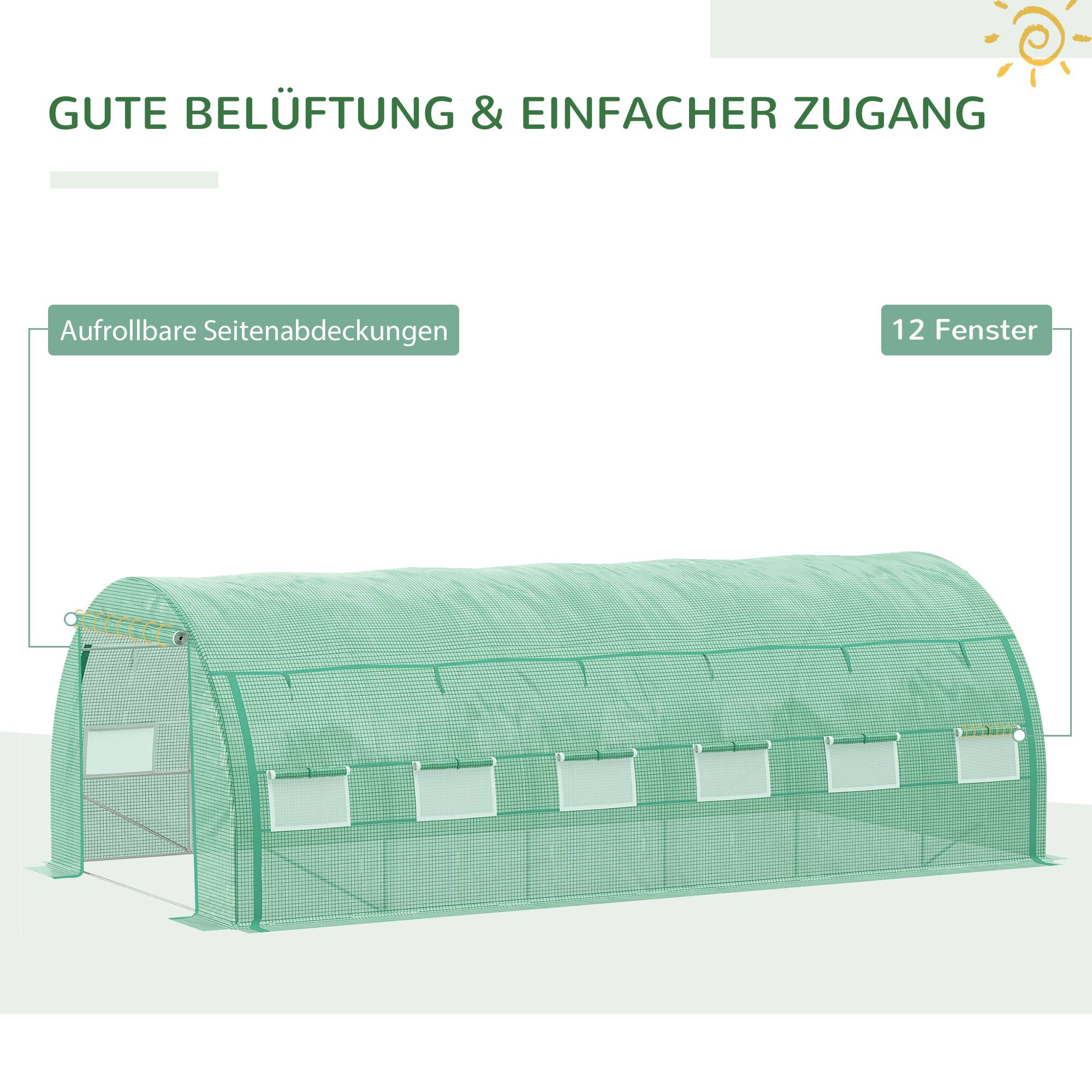 Sans Marque - Serre tunnel Outsunny 6x3x2 m bâche enroulable protection UV acier tubulaire verte serre potager jardin - Image 7