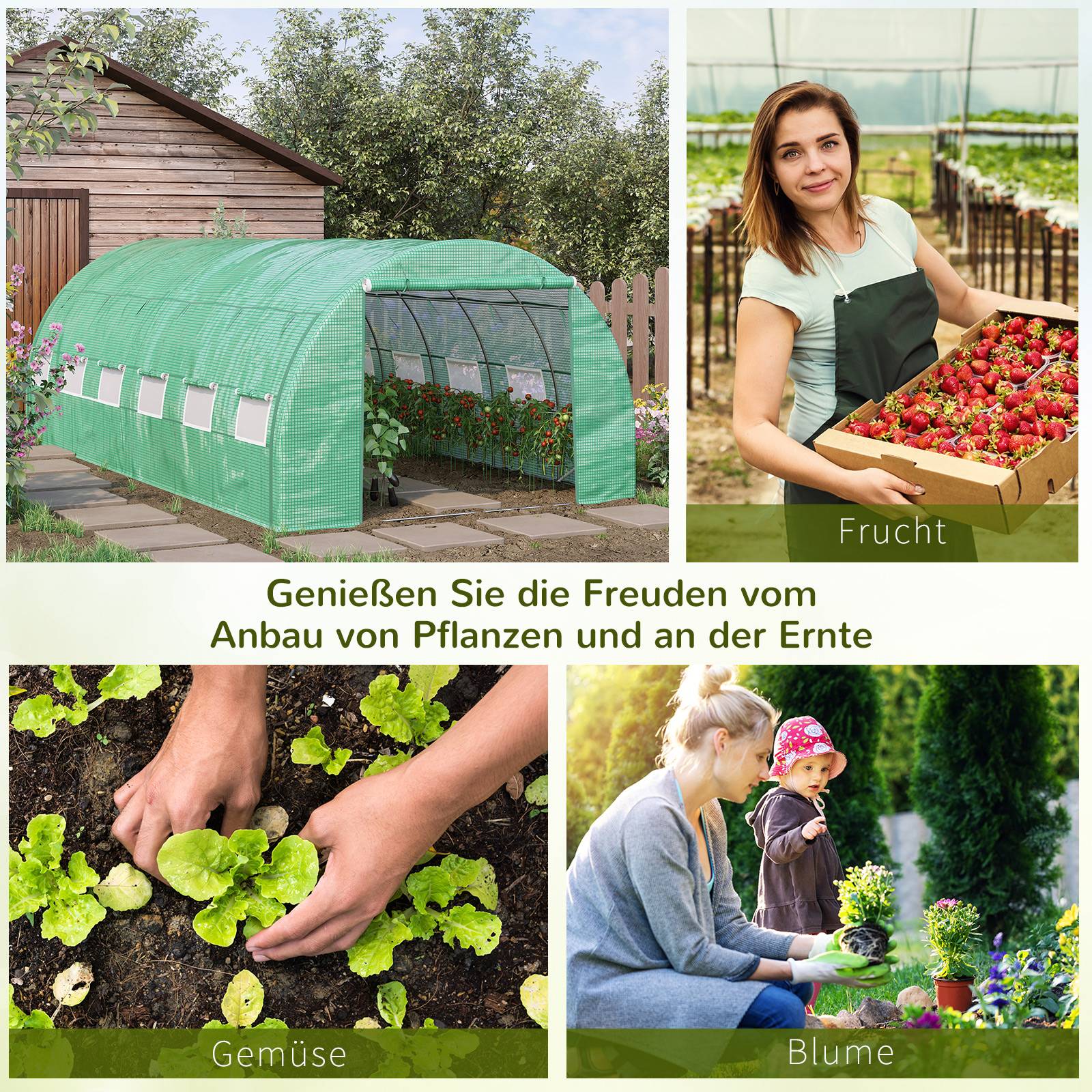 Sans Marque - Serre tunnel Outsunny 6x3x2 m bâche enroulable protection UV acier tubulaire verte serre potager jardin - Image 8