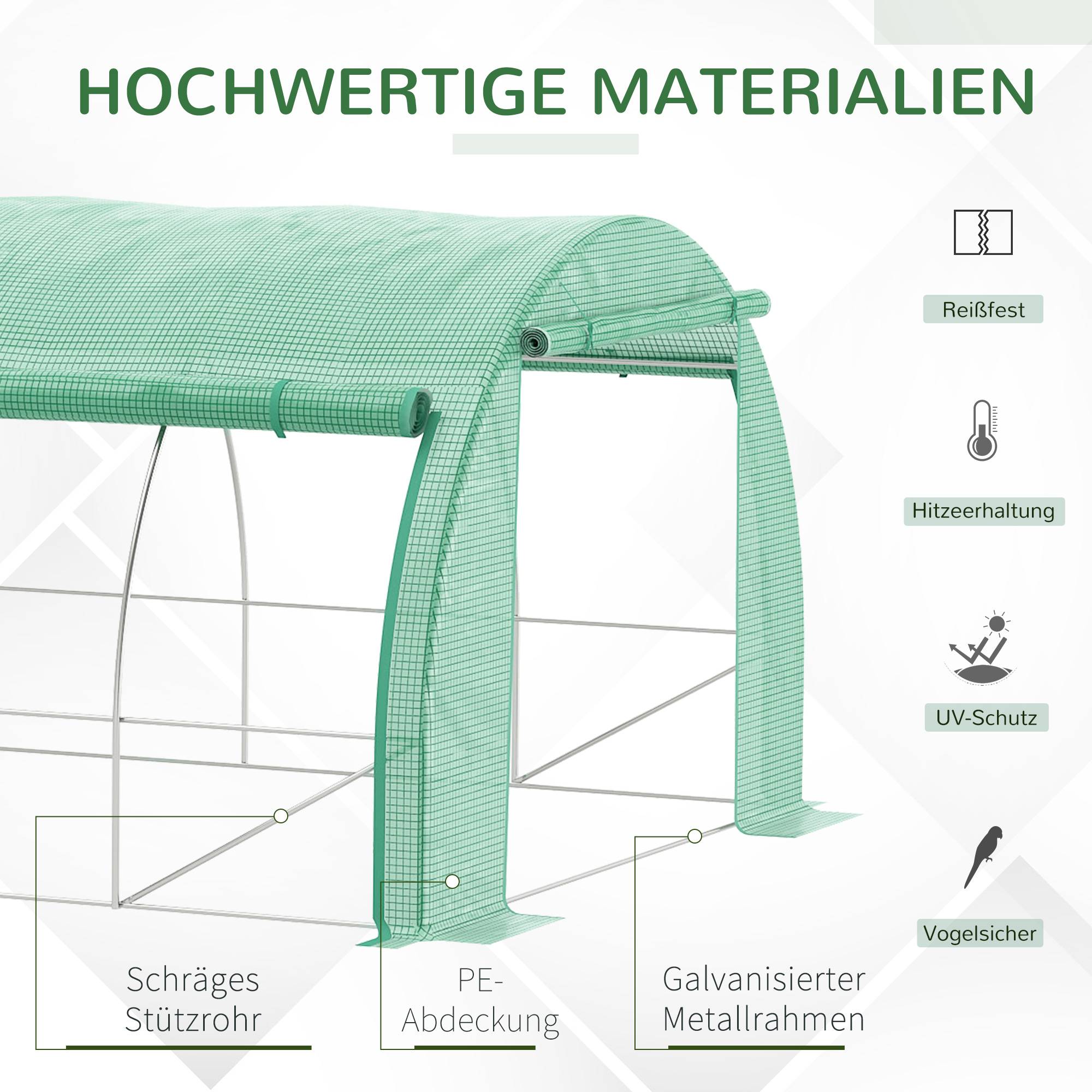 Sans Marque - Serre tunnel Outsunny 6x3x2 m bâche enroulable protection UV acier tubulaire verte serre potager jardin - Image 6