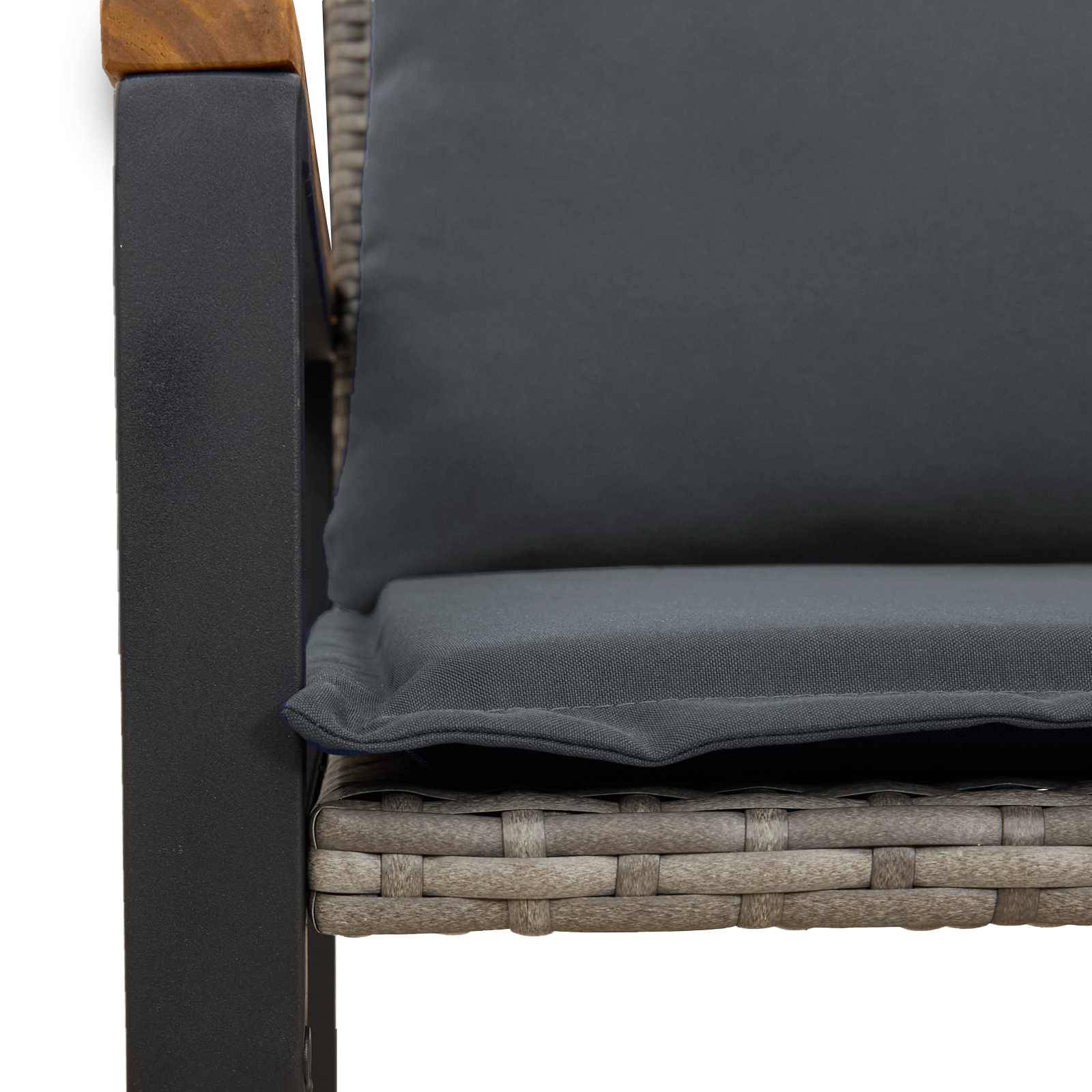 Banquette Rotin Synthétique et Bois Canapé Détente Extérieur Gris Foncé – ComfortXL Outdoor Living - Image 9