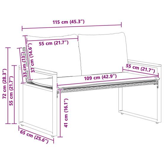 Banquette Rotin Synthétique et Bois Canapé Détente Extérieur Gris Foncé – ComfortXL Outdoor Living - Image 6