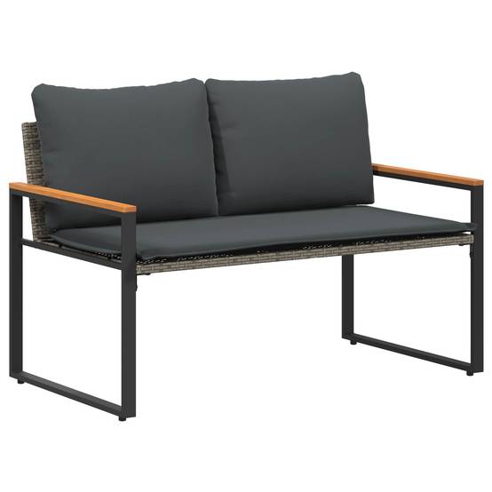 Banquette Rotin Synthétique et Bois Canapé Détente Extérieur Gris Foncé – ComfortXL Outdoor Living - Image 2