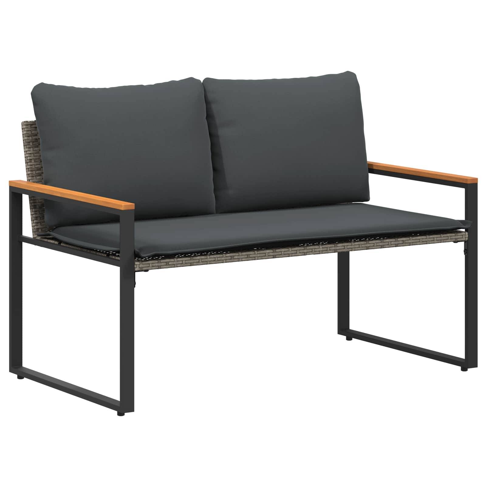 Banquette Rotin Synthétique et Bois Canapé Détente Extérieur Gris Foncé – ComfortXL Outdoor Living - Image 2