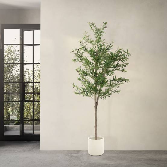 Olivier artificiel plante arbre pot fausse 210 cm décoration intérieur/extérieur - Image 8