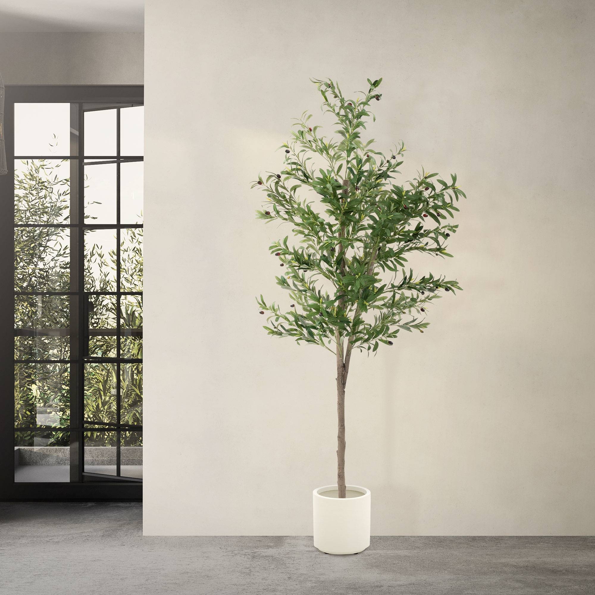 Olivier artificiel plante arbre pot fausse 210 cm décoration intérieur/extérieur - Image 8