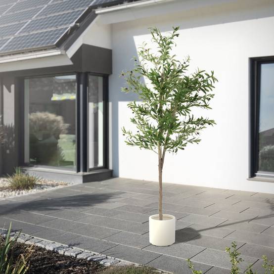 Olivier artificiel plante arbre pot fausse 210 cm décoration intérieur/extérieur - Image 9