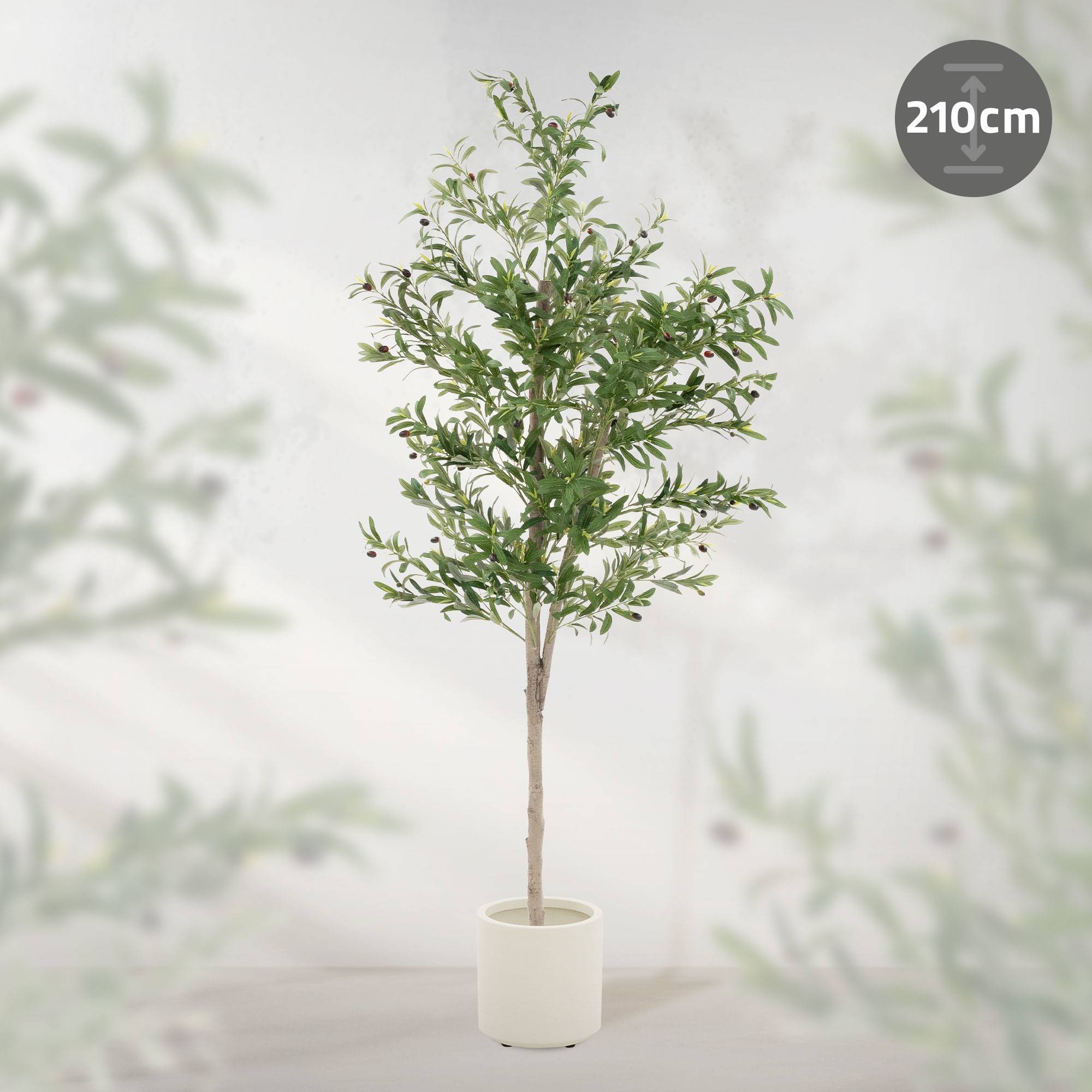 Olivier artificiel plante arbre pot fausse 210 cm décoration intérieur/extérieur - Image 2