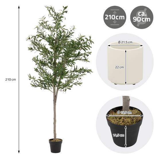 Olivier artificiel plante arbre pot fausse 210 cm décoration intérieur/extérieur - Image 7