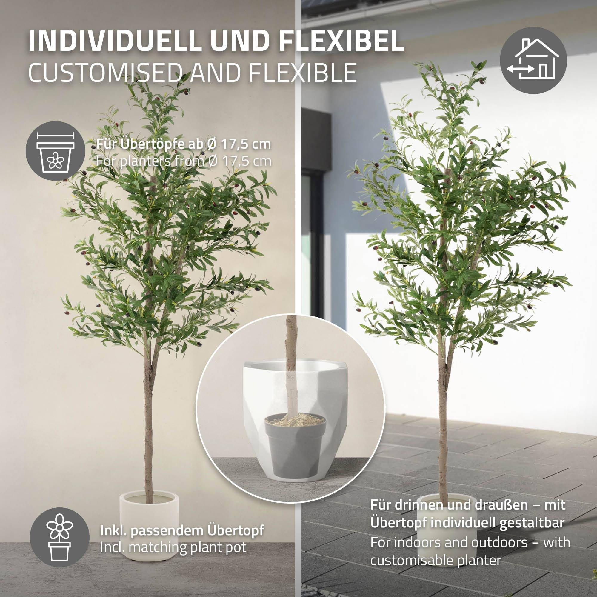 Olivier artificiel plante arbre pot fausse 210 cm décoration intérieur/extérieur - Image 5