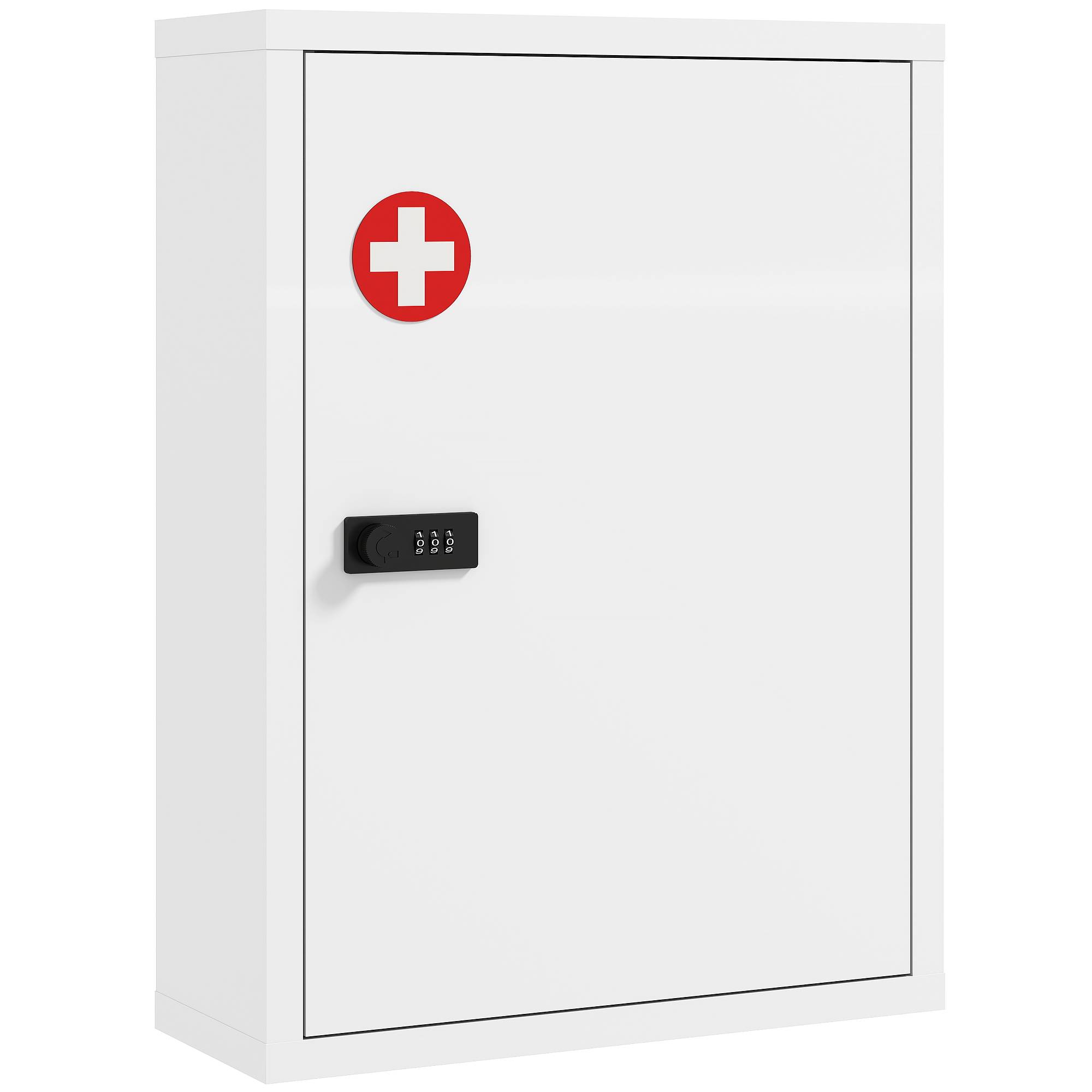 Sans Marque - Armoire pharmacie murale meuble salle bain serrure combinaison porte compartiments rangement blanche - Image 1