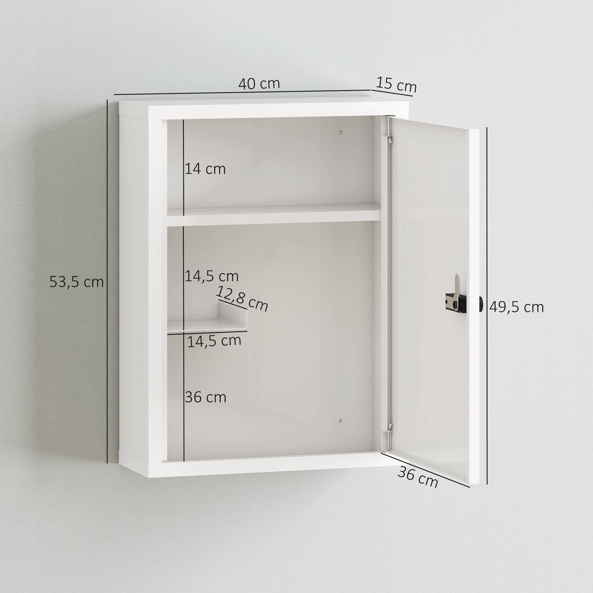 Sans Marque - Armoire pharmacie murale meuble salle bain serrure combinaison porte compartiments rangement blanche - Image 5