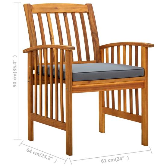 Chaise bois composite bois d'acacia avec finition huilée gris 61 x 64 x 90 cm - p3 - Image 9