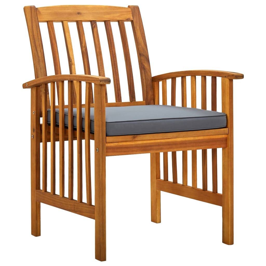 Chaise bois composite bois d'acacia avec finition huilée gris 61 x 64 x 90 cm - p3 - Image 1