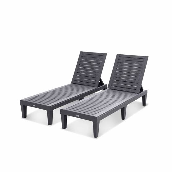 sweeek - Lot de 2 bains de soleil. PIA. transats multi positions. en plastique. noir | sweeek - Image 4