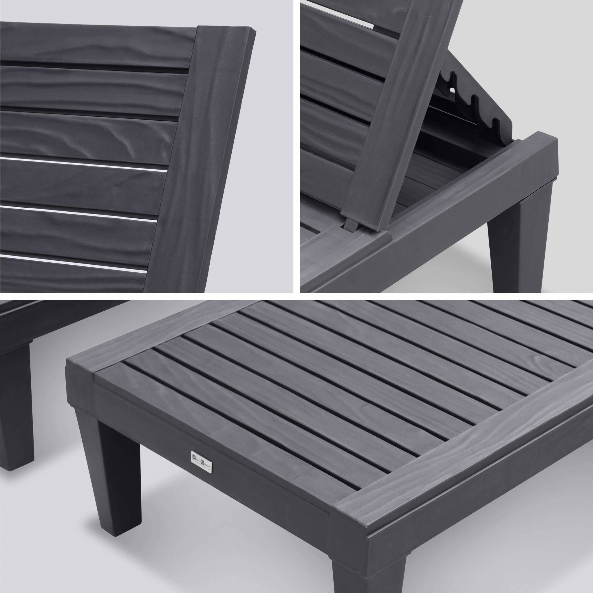 sweeek - Lot de 2 bains de soleil. PIA. transats multi positions. en plastique. noir | sweeek - Image 6