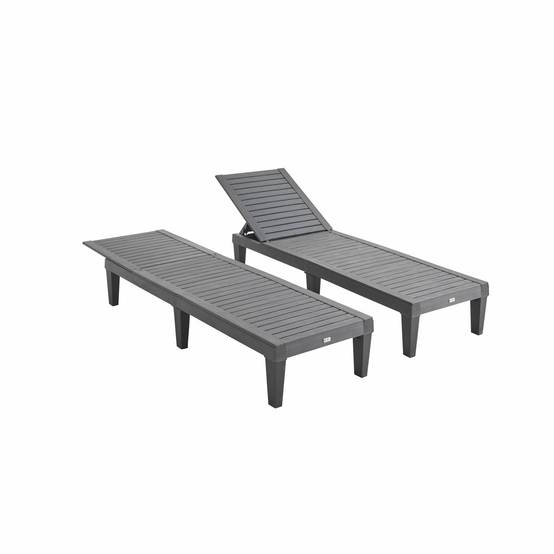 sweeek - Lot de 2 bains de soleil. PIA. transats multi positions. en plastique. noir | sweeek - Image 2
