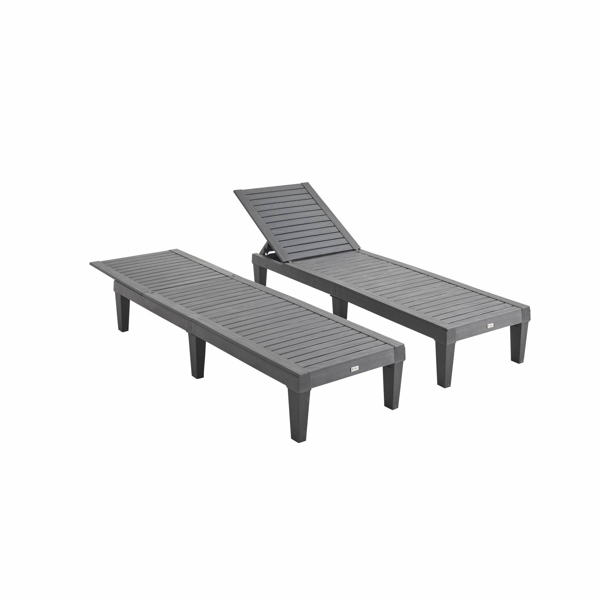 sweeek - Lot de 2 bains de soleil. PIA. transats multi positions. en plastique. noir | sweeek - Image 2