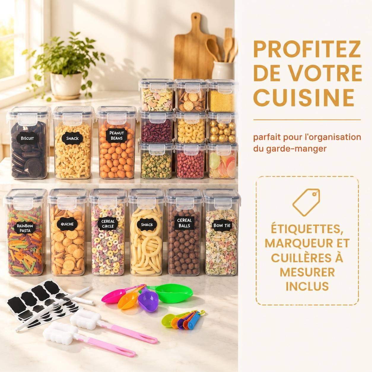 Set de 25 Boîtes de Rangement Alimentaire Hermétiques Empilables - Image 6