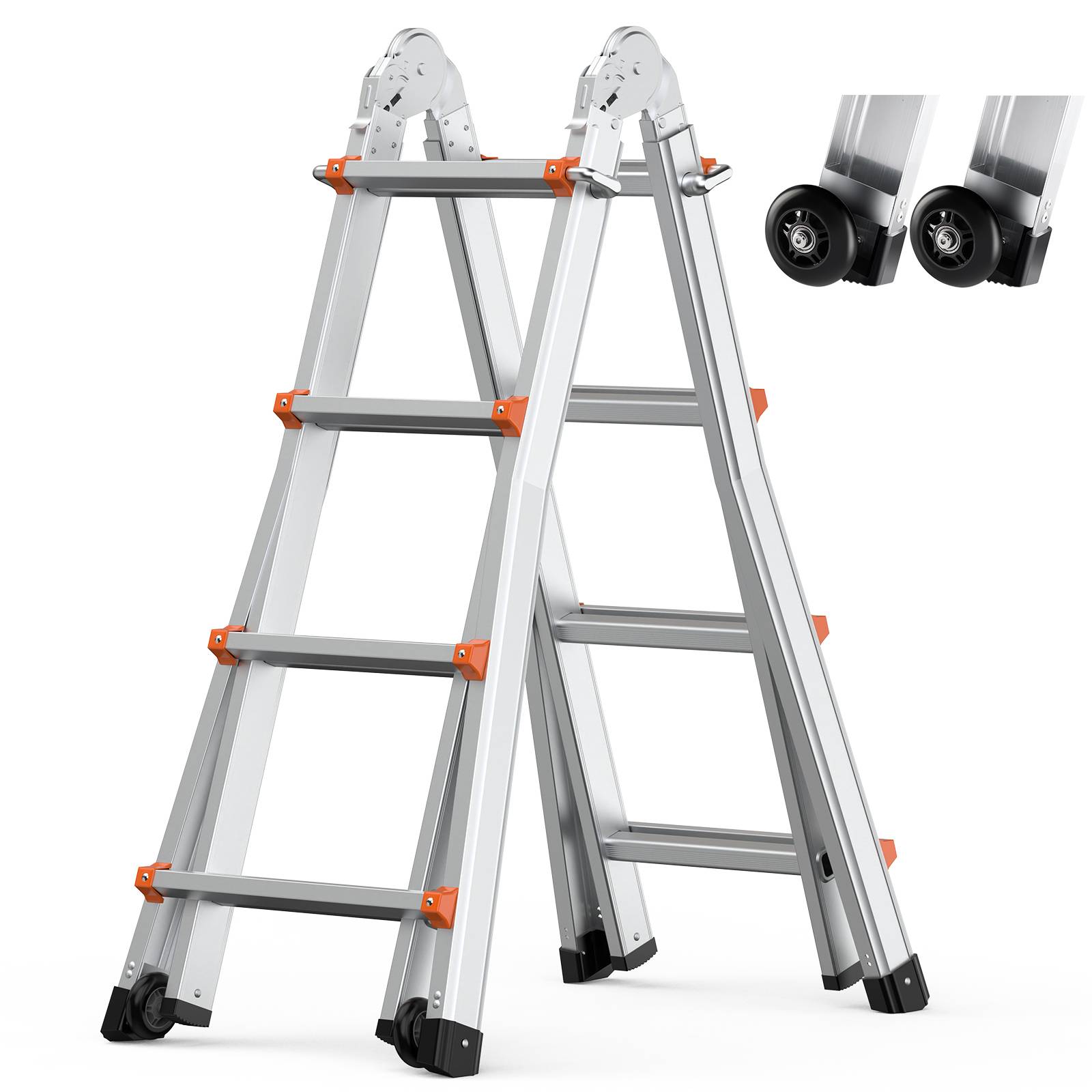 Vevor - VEVOR Échelle télescopique cadre A 15 pieds (4.6m) aluminium, portable, charge 330 lb, pour camping-car/toit.