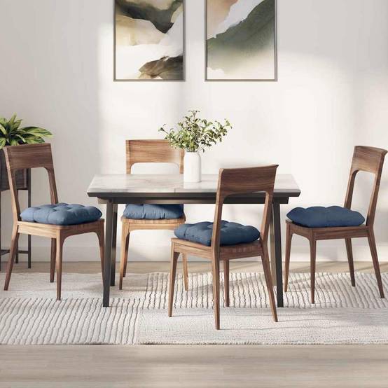 Lot de 4 Coussins d'Assise Velours Côtelé Moderne Déhoussable pour Maison Bureau Bleu 45x45 cm – ComfortXL Outdoor Living - Image 1
